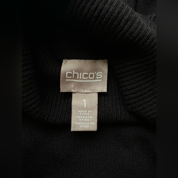 Chico’s Woman's Black Ashlan Long Sleeve Turtleneck, Size 1 - Picture 4 of 8